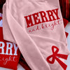 Merry and Bright Embroidered Bow Sweatshirt