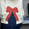 Embroidered Merry Glitter Christmas Bow Embellished Sweatshirt ¨C Custom Side Bow Cut-Out Sweatshirt