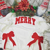 Embroidered Merry Glitter Christmas Bow Embellished Sweatshirt ¨C Custom Side Bow Cut-Out Sweatshirt