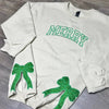 Embroidered Merry Glitter Christmas Bow Embellished Sweatshirt ¨C Custom Side Bow Cut-Out Sweatshirt