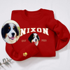 Custom Pet Portrait Embroidered Sweatshirt With Side Coquette Bow