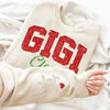 Personalized Gigi Claus Glitter Embroidered Sweatshirt