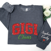 Personalized Gigi Claus Glitter Embroidered Sweatshirt