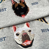 Custom Pet Portrait Embroidered Sweatshirt With Side Coquette Bow