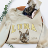 Custom Pet Portrait Embroidered Sweatshirt With Side Coquette Bow