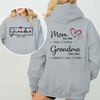 Personalized Mom Est. & Grandma Est. Hoodie with Kids' Names - Pink Leopard Heart Design