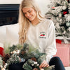 Embroidered Merry Christmas Red Truck Holiday Sweatshirt