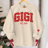 Custom Glitter Gigi Est Xmas Bow Embroidered Sweatshirt