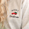 Embroidered Merry Christmas Red Truck Holiday Sweatshirt