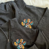 Floral Embroidered Pet Pawprint Sweatshirt/Zip Sweatshirt