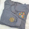 Floral Embroidered Pet Pawprint Sweatshirt/Zip Sweatshirt