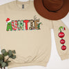 Custom Mommy Grinch Sweatshirt With Kids Names On Sleeve