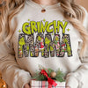 Custom Grinchy Mama Leopard Xmas Sweatshirt With Kids Names On Sleeve