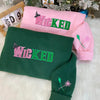 Custom Embroidered Wicked Glitter Colorful Side Bow Sweatshirt