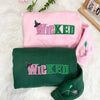 Custom Embroidered Wicked Glitter Colorful Side Bow Sweatshirt