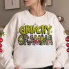 Custom Grinchy Mama Leopard Xmas Sweatshirt With Kids Names On Sleeve