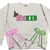 Custom Embroidered Wicked Glitter Colorful Side Bow Sweatshirt